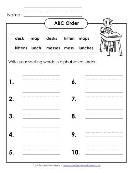 ABC Order - ABC Order: Write (B-13) (Printable PDF Worksheet)