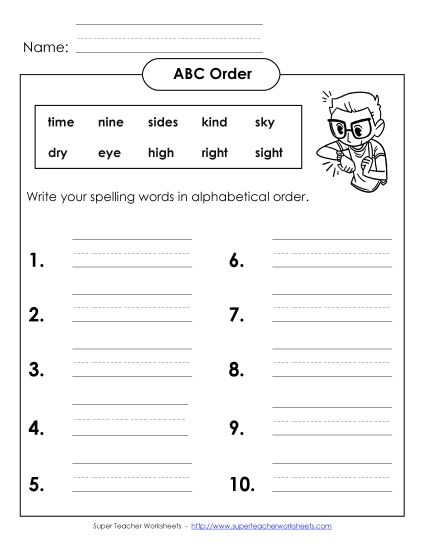ABC Order - ABC Order: Write (B-8) (Printable PDF Worksheet)