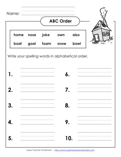 ABC Order - ABC Order: Write (B-9) (Printable PDF Worksheet)