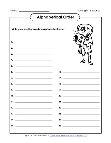 ABC Order - ABC Order: Write List (Printable PDF Worksheet)