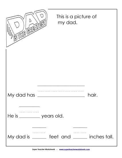Make Gifts For Fathers - About My Dad (Primary) (Printable PDF Worksheet)