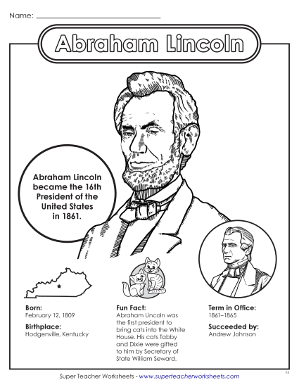 President Fact Sheets - Abraham Lincoln Fact Sheet (Printable PDF Worksheet)
