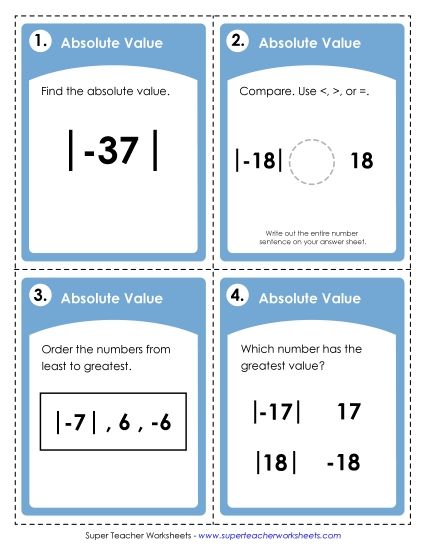 Other Math - Absolute Value (Printable PDF Worksheet)
