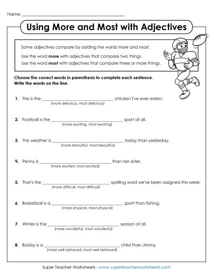 Comparative & Superlative - Adding More or Most (Printable PDF Worksheet)