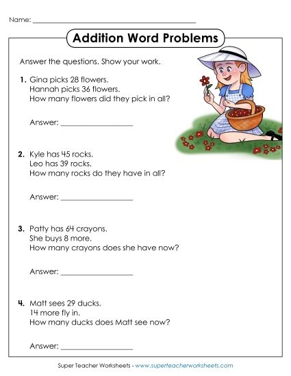 Addition - Addition (2-digit with regrouping) (Printable PDF Worksheet)