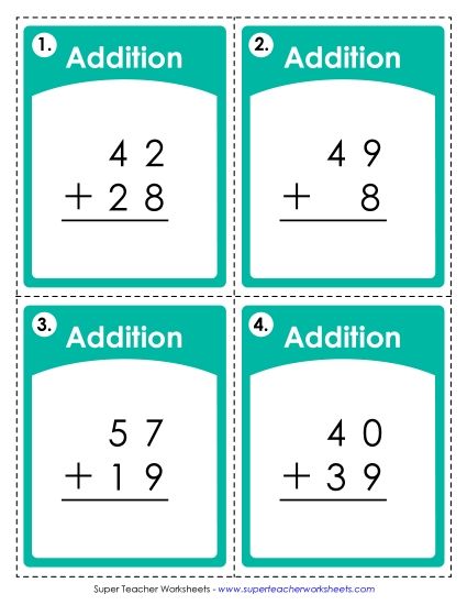 Operations with Whole Numbers - Addition: 2-Digit (with Regrouping) (Printable PDF Worksheet)