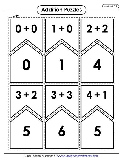 Addition: Addends 0-9 (Printable PDF Worksheet)