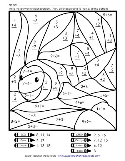 Addition - Addition: Clownfish (Printable PDF Worksheet)