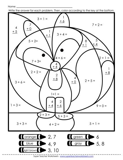 Addition - Addition: Fox (Printable PDF Worksheet)