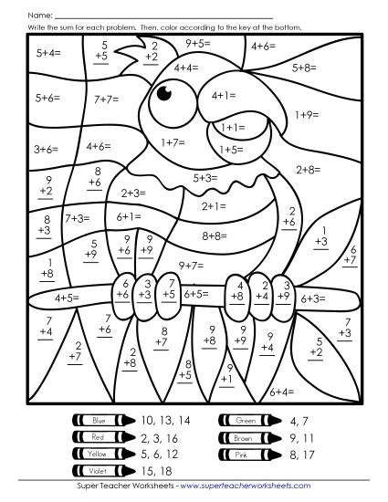 Addition - Addition: Parrot (Printable PDF Worksheet)