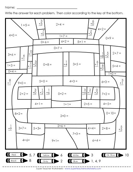 Addition - Addition: Police Car or Fire Truck (Printable PDF Worksheet)