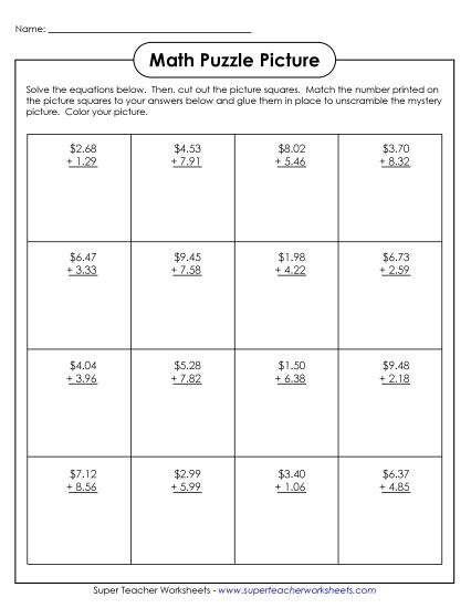 Earth Day Math - Addition Puzzle: Earth Day (Printable PDF Worksheet)