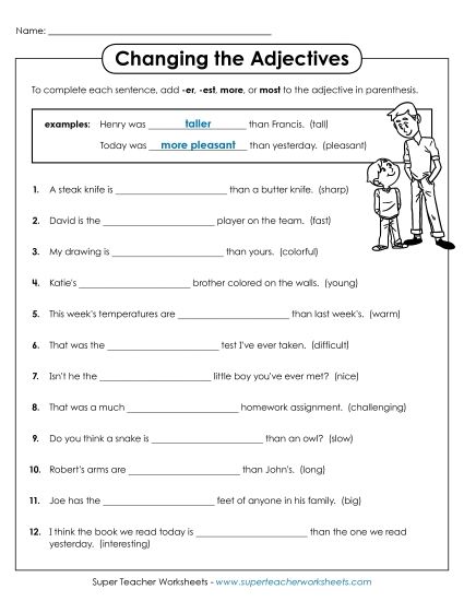 Comparative & Superlative - Adjectives that Compare (Printable PDF Worksheet)