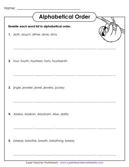 Advanced Alphabetical Order - Advanced ABC Order #2 (Printable PDF Worksheet)