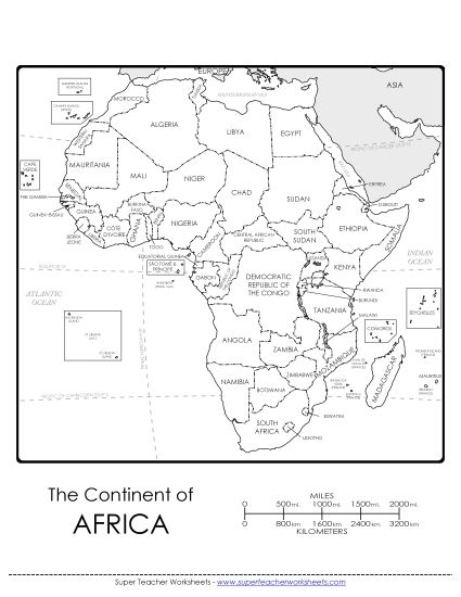 Maps of Africa - Africa Map (Printable PDF Worksheet)
