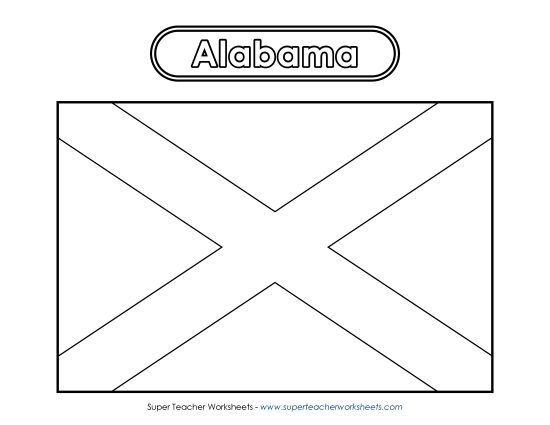 Flags & Seals - Alabama Flag Coloring Page (Printable PDF Worksheet)