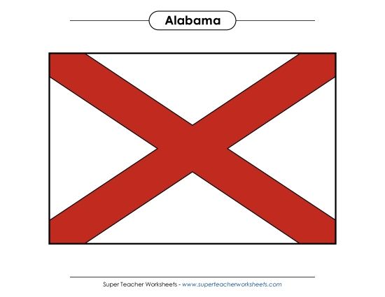 Flags & Seals - Alabama State Flag (Full-Color Version) (Printable PDF Worksheet)