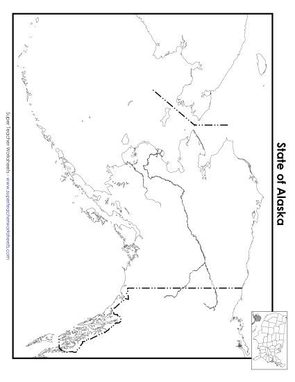 Maps - Alaska: Blank Map (Printable PDF Worksheet)