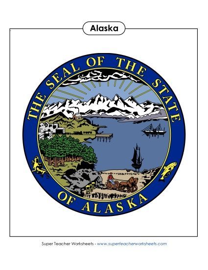Flags & Seals - Alaska State Seal (Full-Color Version) (Printable PDF Worksheet)
