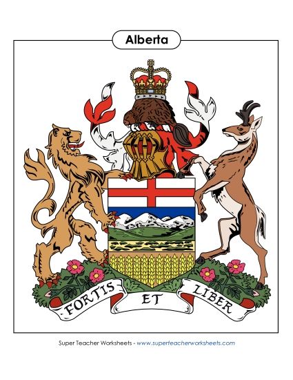Flag and Coat of Arms - Alberta Coat of Arms (Full Colour) (Printable PDF Worksheet)
