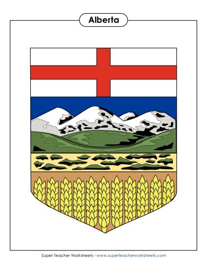 Flag and Coat of Arms - Alberta Escutcheon (Full Colour) (Printable PDF Worksheet)