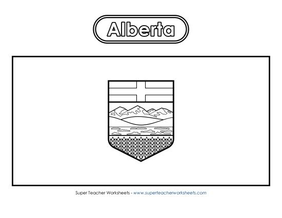 Flag and Coat of Arms - Alberta Flag (Black and White) (Printable PDF Worksheet)