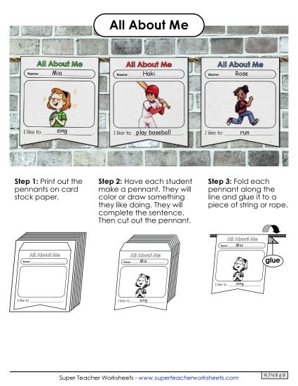 All About Me - All About Me Pennant (Printable PDF Worksheet)