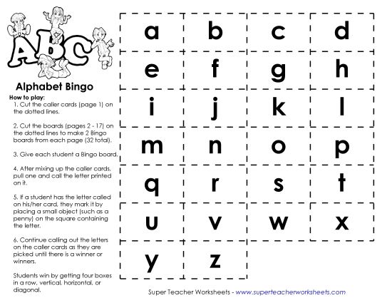 Games & Flashcards - Alphabet Bingo (Printable PDF Worksheet)