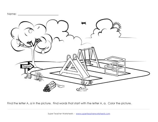 Worksheets - Alphabet Coloring Page - Letter A (Printable PDF Worksheet)