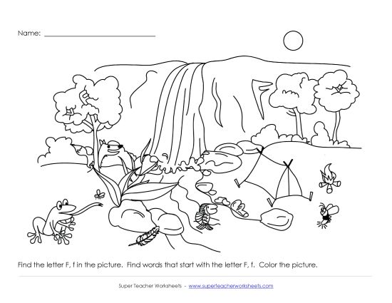 Worksheets - Alphabet Coloring Page - Letter F (Printable PDF Worksheet)