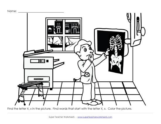 Worksheets - Alphabet Coloring Page - Letter X (Printable PDF Worksheet)