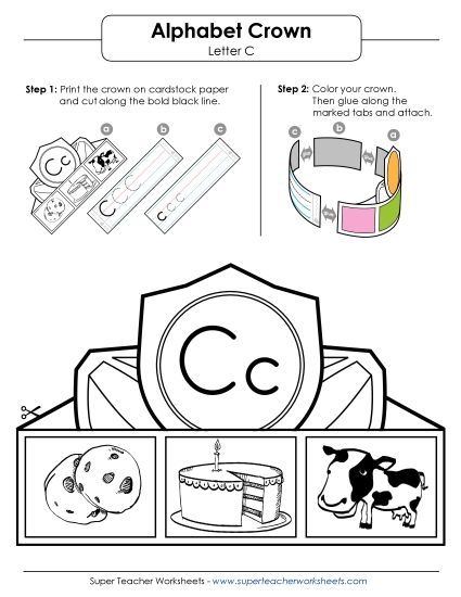 Craft - Alphabet Crown: Letter C (Printable PDF Worksheet)