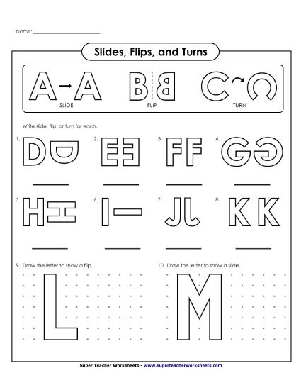 Alphabet Flips, Slides, and Turns (Printable PDF Worksheet)