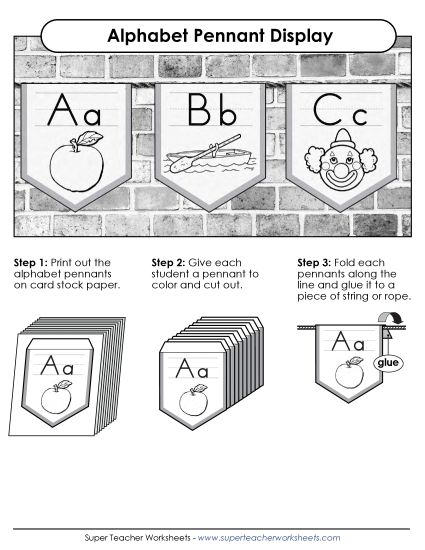 Reading & Writing - Alphabet Pennants: Coloring (Printable PDF Worksheet)