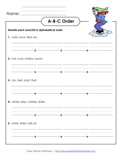 ABC Order - Alphabetical Order (Basic) (Printable PDF Worksheet)