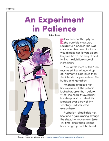 Fiction Stories - An Experiment in Patience (Printable PDF Worksheet)