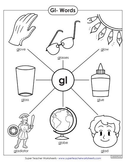 Worksheets - Anchor Chart (Gl- Words) (Printable PDF Worksheet)