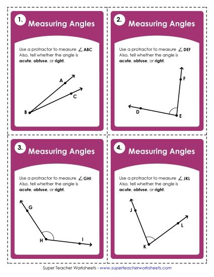 Geometry - Angles: Measurement (Printable PDF Worksheet)