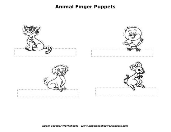 Finger Puppets - Animal Finger Puppets Craft (Printable PDF Worksheet)