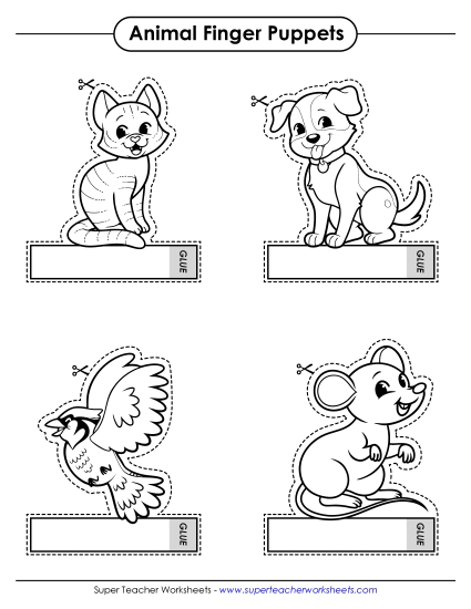 Finger Puppets - Animal Finger Puppets (Printable PDF Worksheet)
