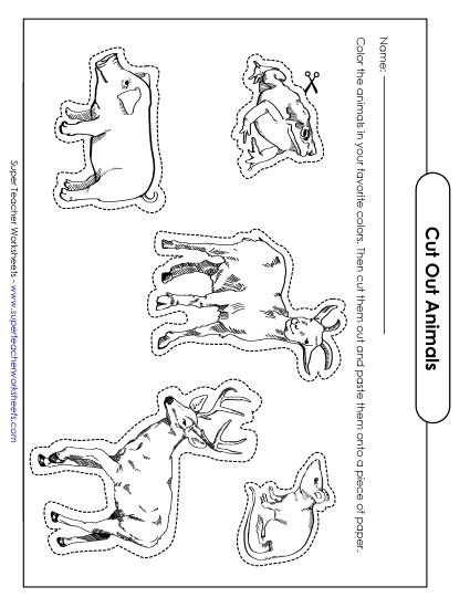 Cut Out Pictures (Small; Harder) - Animal Pictures (Printable PDF Worksheet)