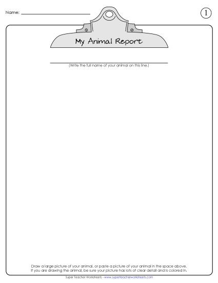 Animal Report (Printable PDF Worksheet)