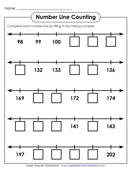 Counting Number Lines - Another Counting (3-Digit) (Printable PDF Worksheet)