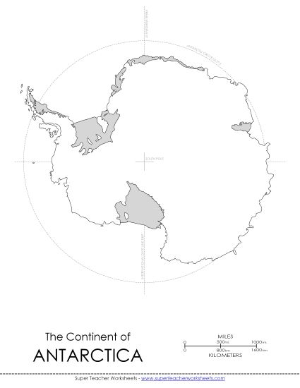 Maps - Antarctic Circle Map (Blank) (Printable PDF Worksheet)