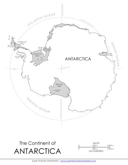 Maps - Antarctic Circle Map (Printable PDF Worksheet)