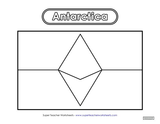 Flag - Antarctica Flag (Black and White) (Printable PDF Worksheet)