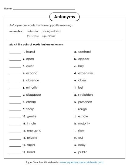 Antonyms - Antonyms 4 (Printable PDF Worksheet)