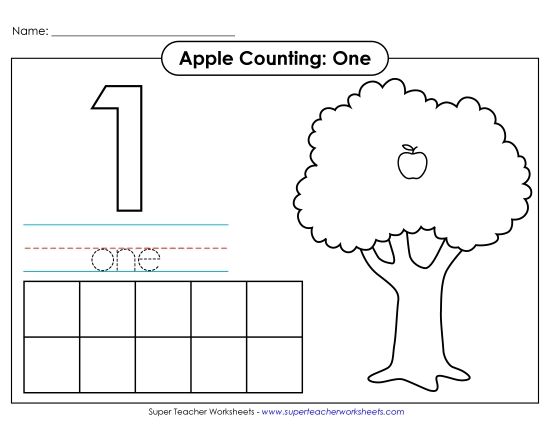 Number One - Apple Counting Mat: One (Printable PDF Worksheet)