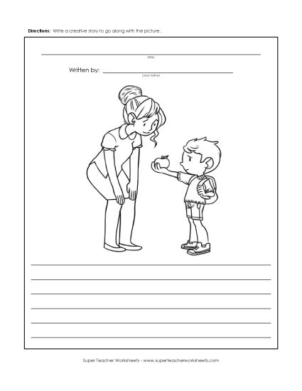 Back-to-School Writing - Apple for the Teacher Writing Activity (Printable PDF Worksheet)