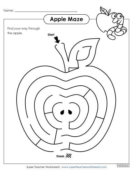 Easy - Apple Maze - Easy (Printable PDF Worksheet)